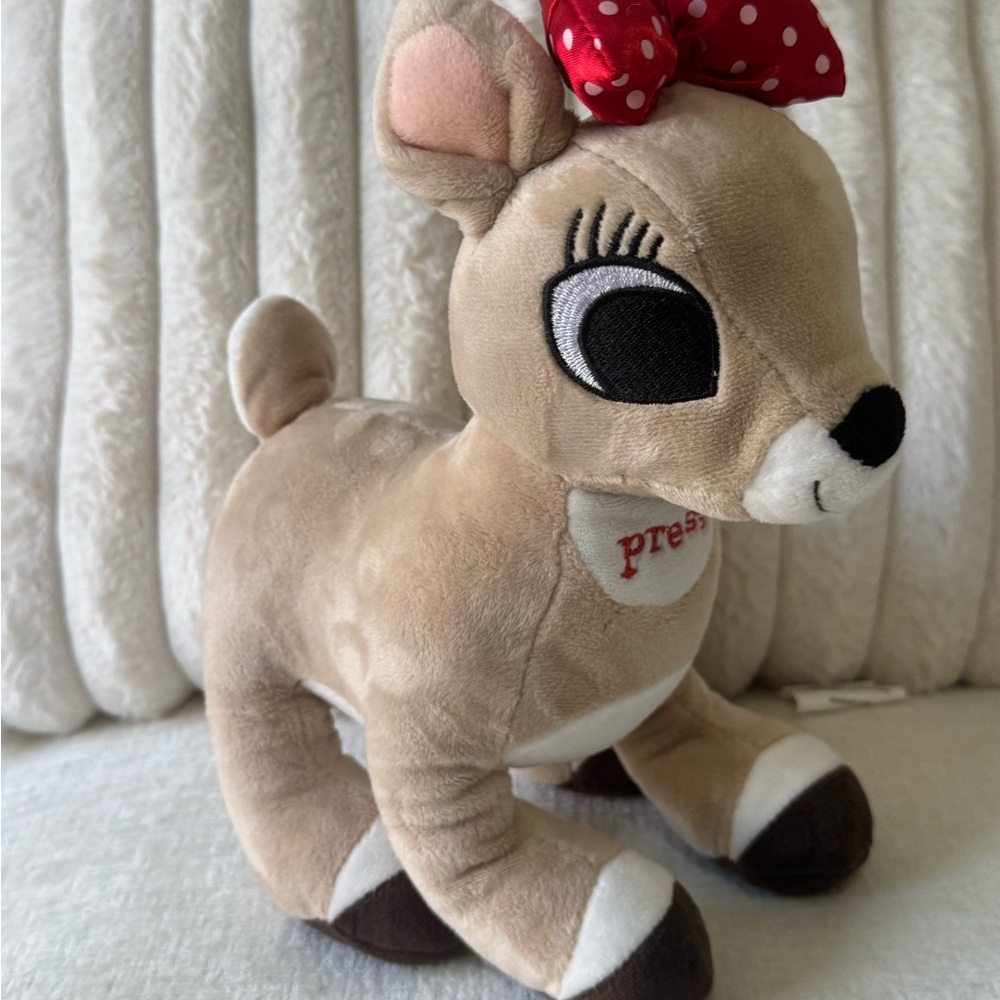 Adorable Plush Deer Toy with Red Bow